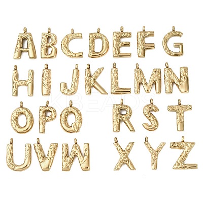 26Pcs 304 Stainless Steel Alphabet Pendants STAS-Z170-01G-1