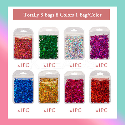 8 Bags 8 Colors Nail Art Glitter Sequins MRMJ-TA0001-29-1