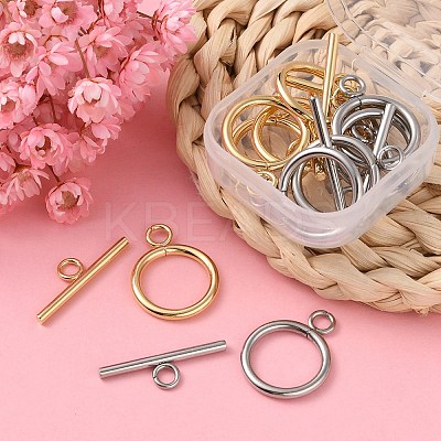 10 Sets 2 Styles 304 Stainless Steel Toggle Clasps STAS-YW0001-64-1
