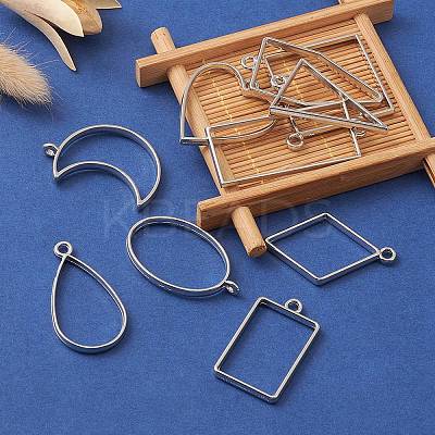 10Pcs Alloy Open Back Bezel Pendants PALLOY-YWC0002-02P-1