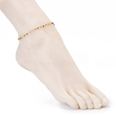 Natural Multicolor Tourmaline Charm Anklets AJEW-AN00399-1