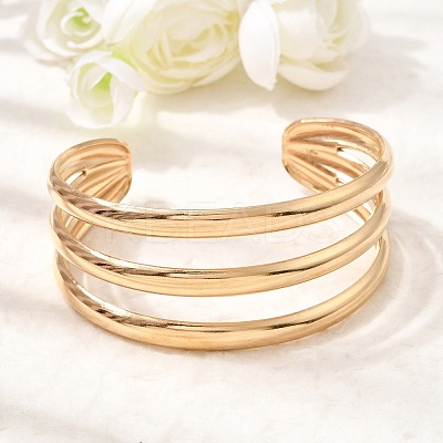 Boho 304 Stainless Steel 3-Line Cuff Bangles SA-CBA1E89-01A-G-1