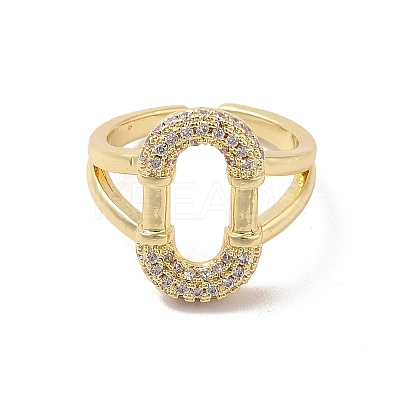 Brass Micro Pave Cubic Zirconia Open Cuff Rings RJEW-R146-17B-G-1