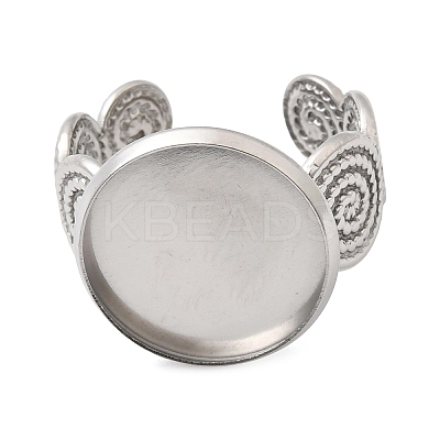 Spiral 304 Stainless Steel Cuff Ring Components STAS-P454-02E-P-1