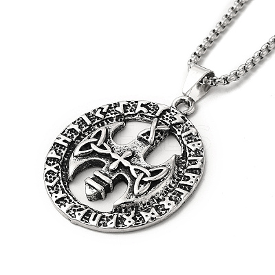 Alloy Sailor's Knot Pandant Necklace with Box Chains LS-NJEW-K245-006-1