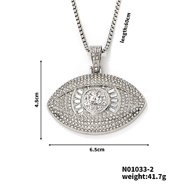 Alloy Rhinestones Evil Eye Pendant Necklace AQ7496-2-1