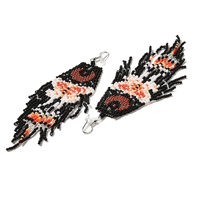 Bohemia Woven Glass Seed Bead Dangle Earrings EJEW-A046-02B-1