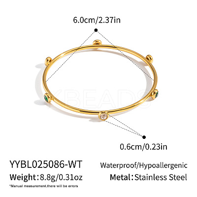 Chic 304 Stainless Steel Pave Cubic Zirconia Bangles for Women LS-HT2221-2-1