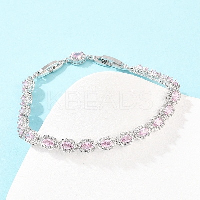 Platinum Tone Brass Micro Pave Cubic Zirconia Tennis Bracelets BJEW-B160-02P-01-1