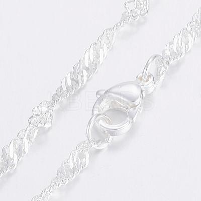 304 Stainless Steel Singapore Chain Necklaces NJEW-H453-09S-1