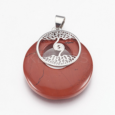 Natural Red Jasper Pendants KK-F751-B04-1