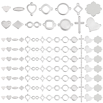 112Pcs 14 Styles 201 Stainless Steel Connector Charms STAS-PH0004-31-1