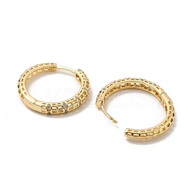 Brass Micro Pave Clear Cubic Zirconia Hoop Earrings EJEW-E295-17KCG-1