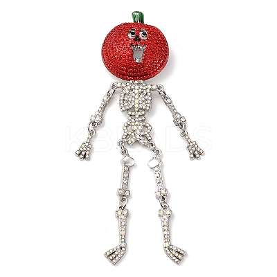Halloween Skull with Pumpkin Enamel Pins JEWB-B027-02-1
