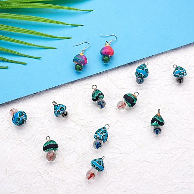 14Pcs 7 Colors Handmade Polymer Clay Pendants CLAY-SZ0002-09-1