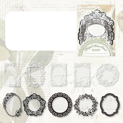10Pcs 10 Styles Vintage Lace Waterproof PET Stickers Sets DIY-M066-05D-1