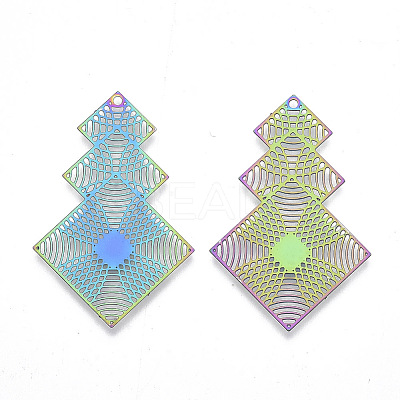 Ion Plating(IP) 201 Stainless Steel Filigree Pendants LS-X-STAS-R102-33-1