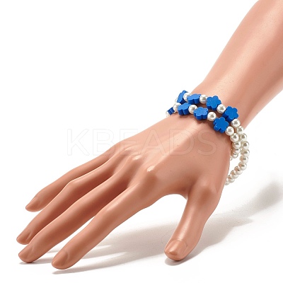 Flower Beads Stretch Bracelets Set for Children and Parent BJEW-JB07187-1