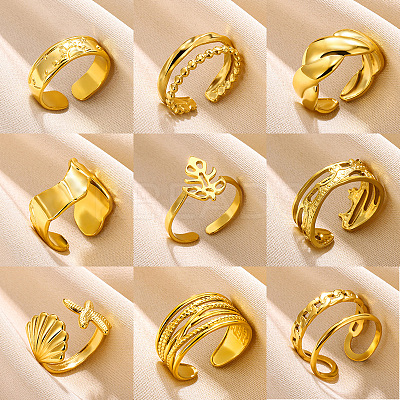 Simple Style 304 Stainless Steel Cuff Rings FS-WG1C3D0-07-1