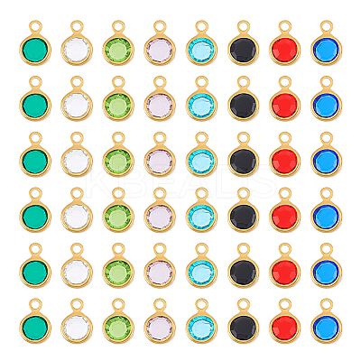 8 Color 304 Stainless Steel with Glass Charms STAS-UN0048-44A-1