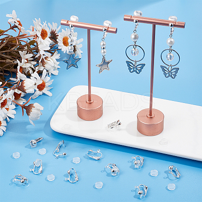 36Pcs Brass Clip-on Earring Findings KK-SP0001-08S-1
