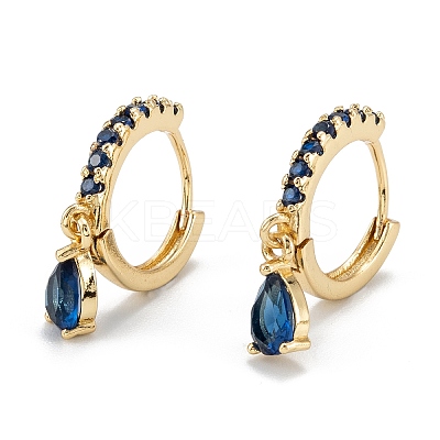Brass Micro Pave Cubic Zirconia Huggie Hoop Earrings EJEW-K087-03G-02-1