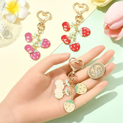 Cherry & Strawberry Alloy Enamel Pendant Decoration HJEW-YW00059-01-1