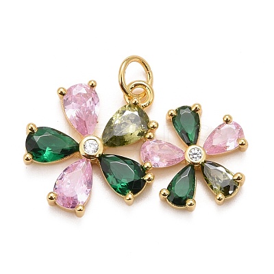 Rack Plating Brass Colorful Cubic Zirconia Pendants KK-M229-33G-1