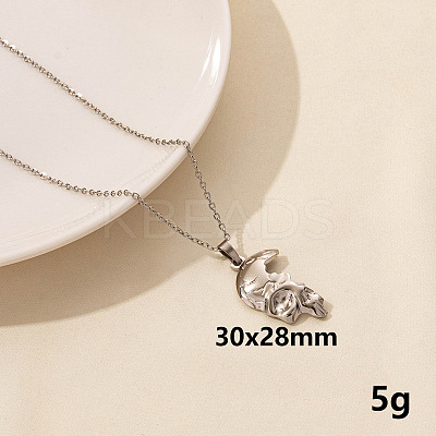 Minimalist Stainless Steel Skull Pendant Necklace for Women RX9725-3-1
