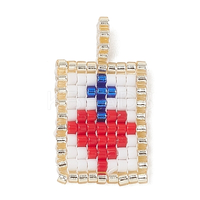 Glass Seed Beaded Pendants PALLOY-MZ01228-01-1