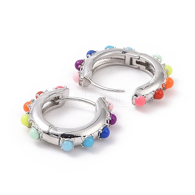 Colorful Resin Beaded Hoop Earrings EJEW-I274-01P-1