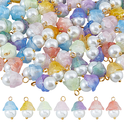 112Pcs 7 Colors Glass Pendants PALLOY-DC00036-1