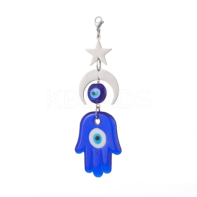 Handmade Evil Eye Lampwork Pendants Decorations HJEW-JM01008-1