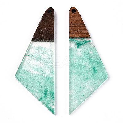 Transparent Resin & Walnut Wood Pendants RESI-ZX017-30-1
