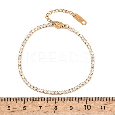 304 Stainless Steel Micro Pave Cubic Zirconia Tennis Bracelets for Women BJEW-A146-01G-1