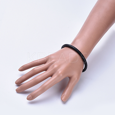 Man's Braided Leather Cord Bracelets BJEW-JB04255-02-1
