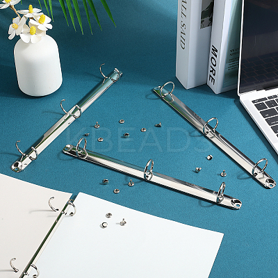 Iron Notebook 3-Ring Loose Leaf Book Binder Hinged Clamp FIND-WH20007-15B-P-1