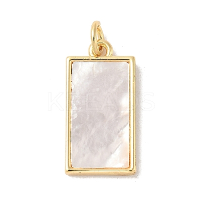 Brass Pave Natural White Shell Pendants KK-S522-05E-G-1