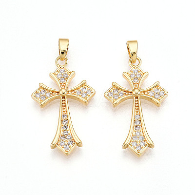 Brass Micro Pave Cubic Zirconia Pendants KK-N257-31G-1