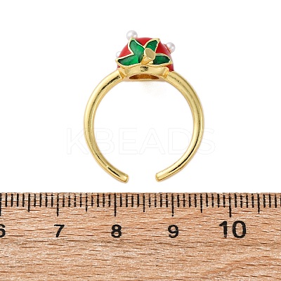 Brass Enamel Open Cuff Rings for Women RJEW-U057-19A-G-1