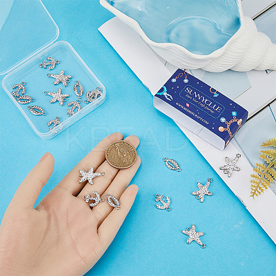 30Pcs 3 Styles Alloy Connector Charms with Crystal Rhinestone FIND-SC0007-89-1