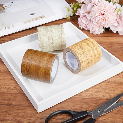 1 Roll Non-woven Fabrics Imitation Wood Grain Adhesive Tape DIY-GF0008-77C-1