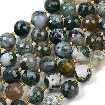 Natural Moss Agate Beads Strands G-C249-A08-16mm-1