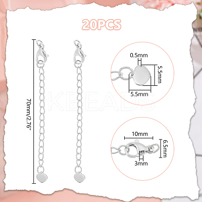 20Pcs 304 Stainless Steel Chain Extender STAS-UN0060-87P-1