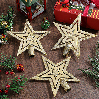Star Plastic Christmas Tree Topper Ornaments AJEW-WH20004-17A-1