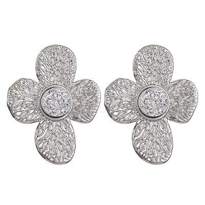 Imitation Druzy Gemstone Resin Flower Stud Earrings EJEW-JE05318-01-1