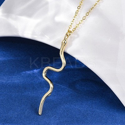 Brass Snake Pendant Cable Chain Necklaces for Women NJEW-S438-01B-G-1