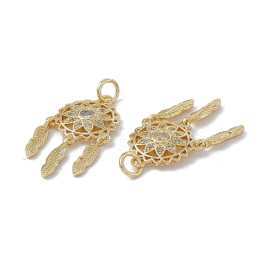 Brass Clear Cubic Zirconia Pendants KK-E068-VA248-2-1