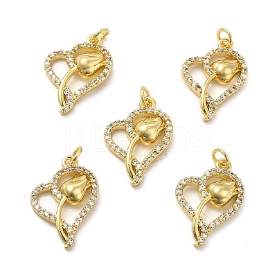 Brass Micro Pave Clear Cubic Zirconia Pendants KK-E068-VB192-1