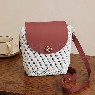 1 Bag Handmade PU Leather Crochet Shoulder Bag Accessories Kits DIY-CL0001-04C-1